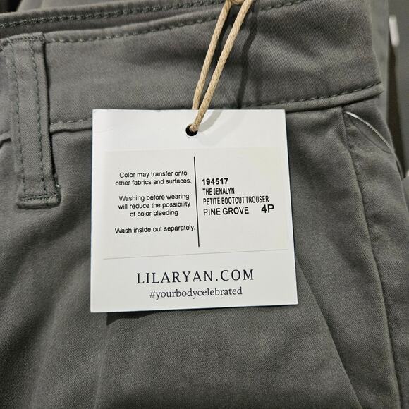 NWT Lila Ryan The Jenalyn Size 4P Green Brushed Sateen Bootcut Trouser - Picture 7 of 9